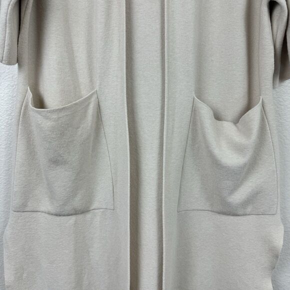 Orange Fashion Village Open Front Hooded Short Sleeve Knit Cardigan Cream Medium - Picture 5 of 16